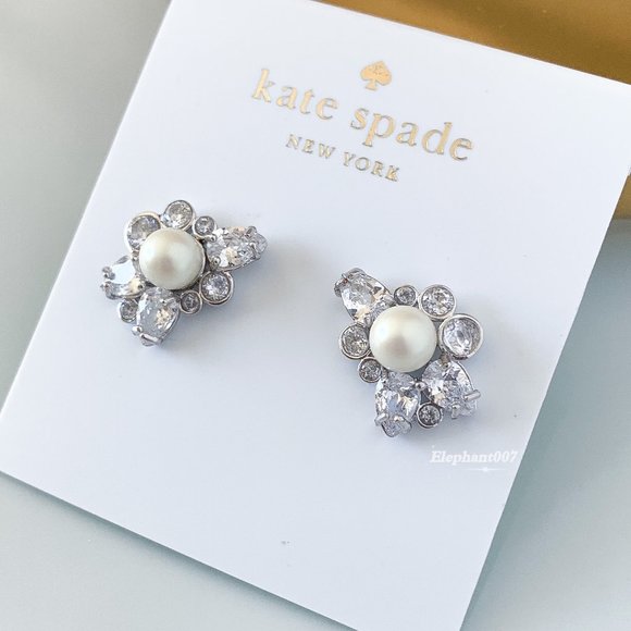 Kate Spade earrings silver pearl crystal earrings